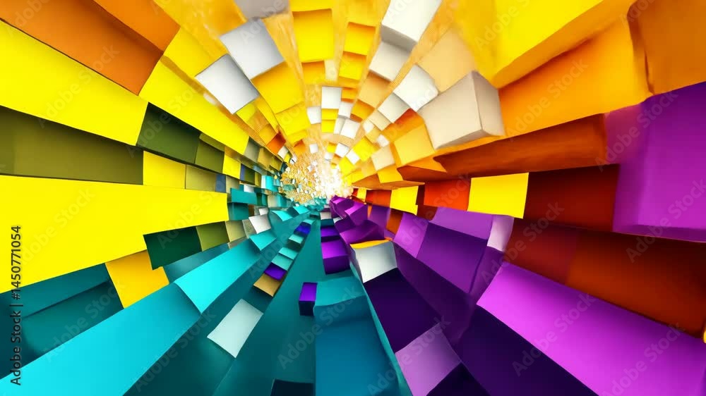 Aufkleber vibrant geometric tunnel with rotating multicolor rectangles creating dynamic visual effect
