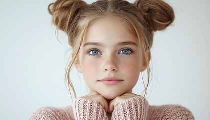 Girl with freckles and space buns