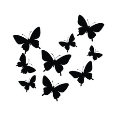 Fototapeta premium flying butterflies silhouette black vector illustration