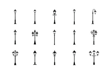 Street lamp silhouette vector bundle, Street lamp 