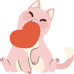 Cat Holding Heart
