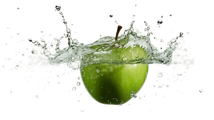 Green Apple Splashing in Water