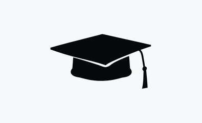 graduation cap silhouette, black mortarboard vector, education symbol illustration, simple graduation cap design