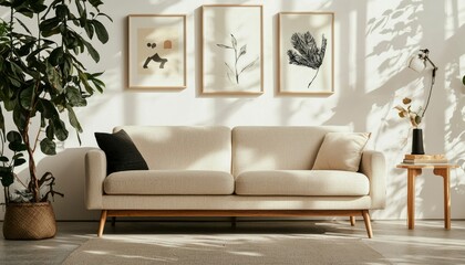 Beige sofa in modern living room