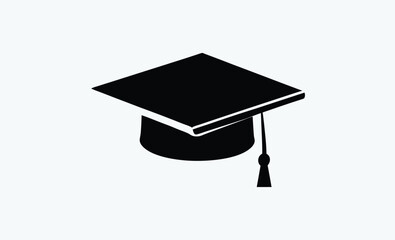 graduation cap silhouette, black mortarboard vector, education symbol illustration, simple graduation cap design