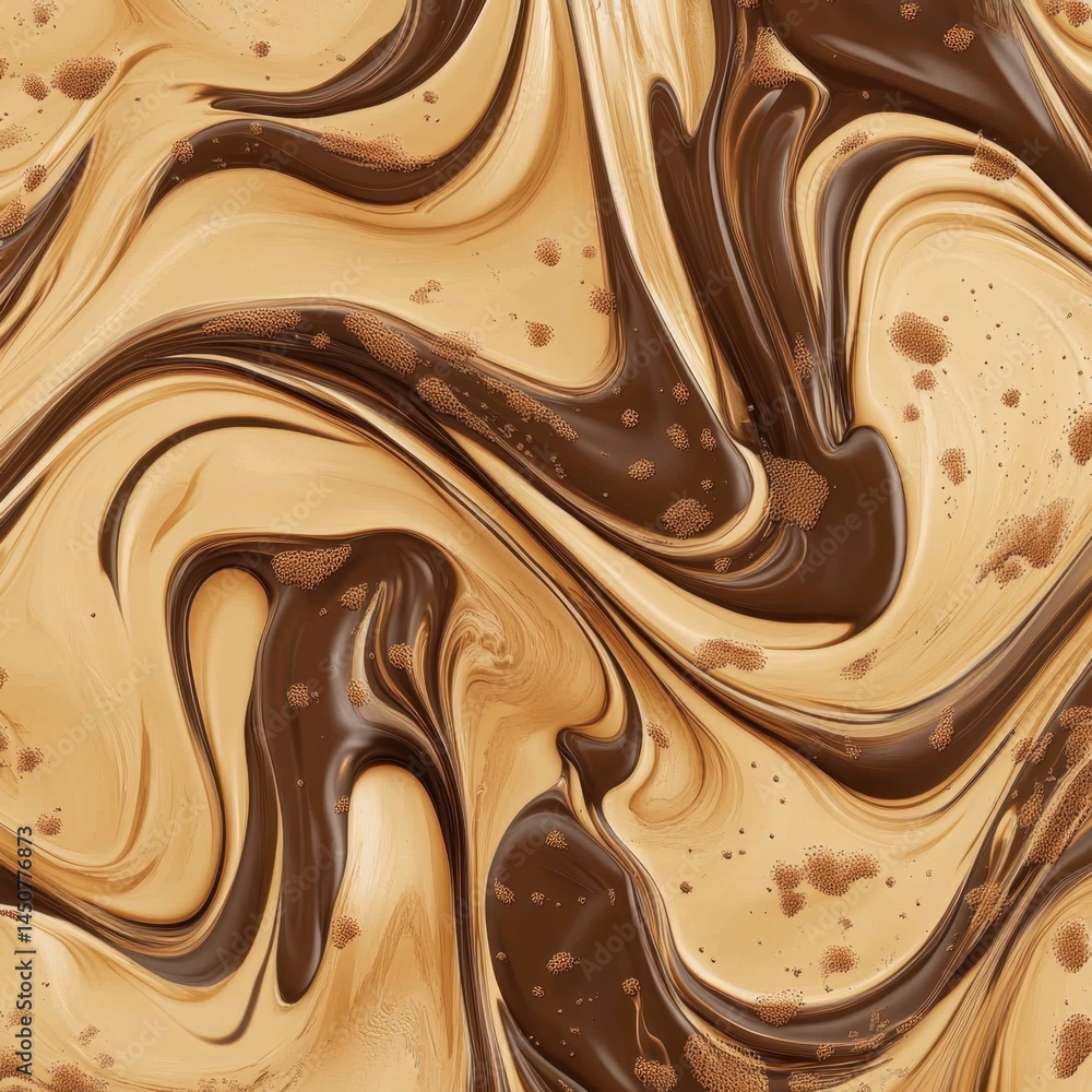 Poster abstract swirl of chocolate and caramel creating a mesmerizing pattern with rich textures and smooth