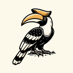 Obraz premium flying hornbill vector illustration