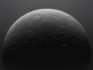 Dramatic close up of a celestial body showcasing intricate surface details craters and textures against a dark background creating a cosmic and mysterious atmosphere