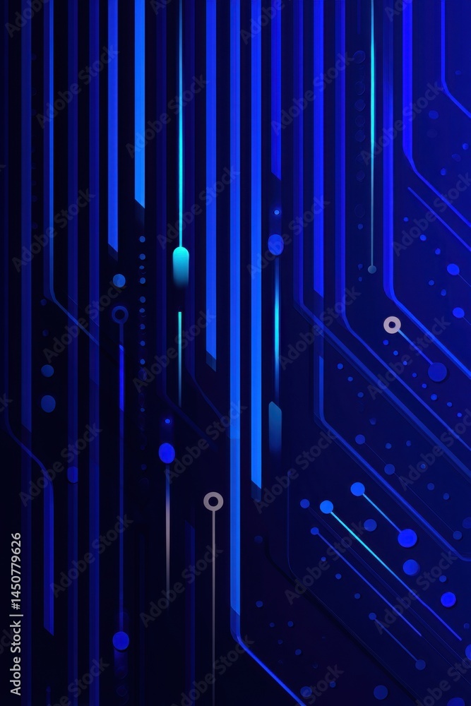 Poster abstract blue technology background with circuit board design and glowing lines for digital innovati