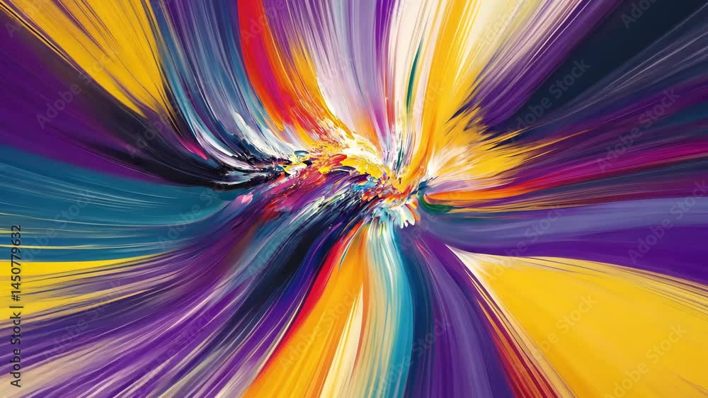 Poster vibrant burst of colorful abstract brushstrokes creating dynamic movement