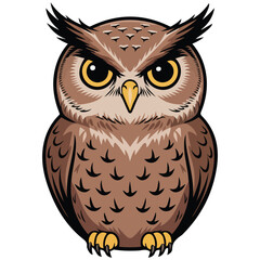 Cartoon owl vector art isolated on white background