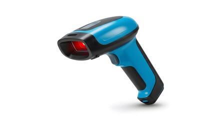 Scanning Device: A close-up shot of a modern barcode scanner with a red laser, highlighting its sleek design and functionality. Capturing the essence of efficiency and technological advancement. 