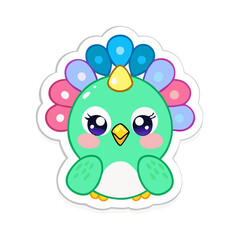Fototapeta premium peacock sticker icon isolated on white background