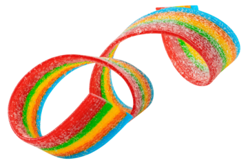 Gummy candy stripe, isolated on white background, full depth of field