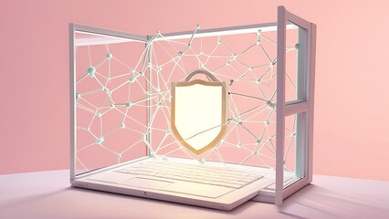 Network Security Concept - Modern Illustration for Cybersecurity Solutions