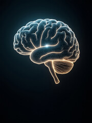 Illuminated Human Brain Anatomy Detailed Medical Illustration On A Dark Background