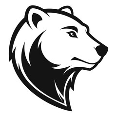 Black and white bear head vector illustration for logo design or wildlife animal graphic design project use isolated on transparent background