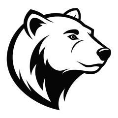 Detailed black and white vector illustration of a bear head perfect for logo or graphic design projects 100c isolated on transparent background