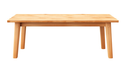 A wooden table with straight legs isolated isolated on transparent background	