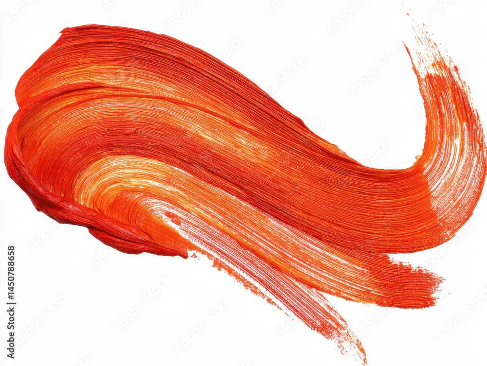 Poster vibrant brushstroke of orange paint on a white canvas showcasing texture and artistic expression in 