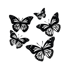 Fototapeta premium Hand Drawn Monarch Butterfly Silhouette Clipart