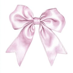 Watercolor Pink Bow: Delicate Ribbon Knot, Soft Wash Illustration, Feminine Accent.