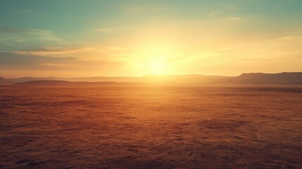 Obraz premium Desert sunset landscape at golden hour.