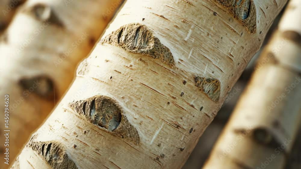 Poster closeup of birch tree bark texture transition in natural sequence