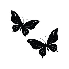 Fototapeta premium Black Flying Butterfly Outline Vector