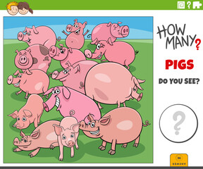 counting cartoon pigs farm animal characters educational puzzle