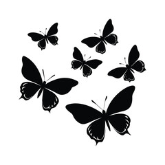Clean Black Silhouettes of Butterflies