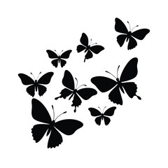 Graceful Flying Butterfly Silhouettes