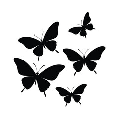 Black Butterfly Flying Vector Illustration