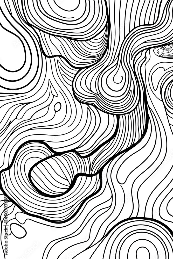 Poster abstract black and white line art with flowing patterns generative ai