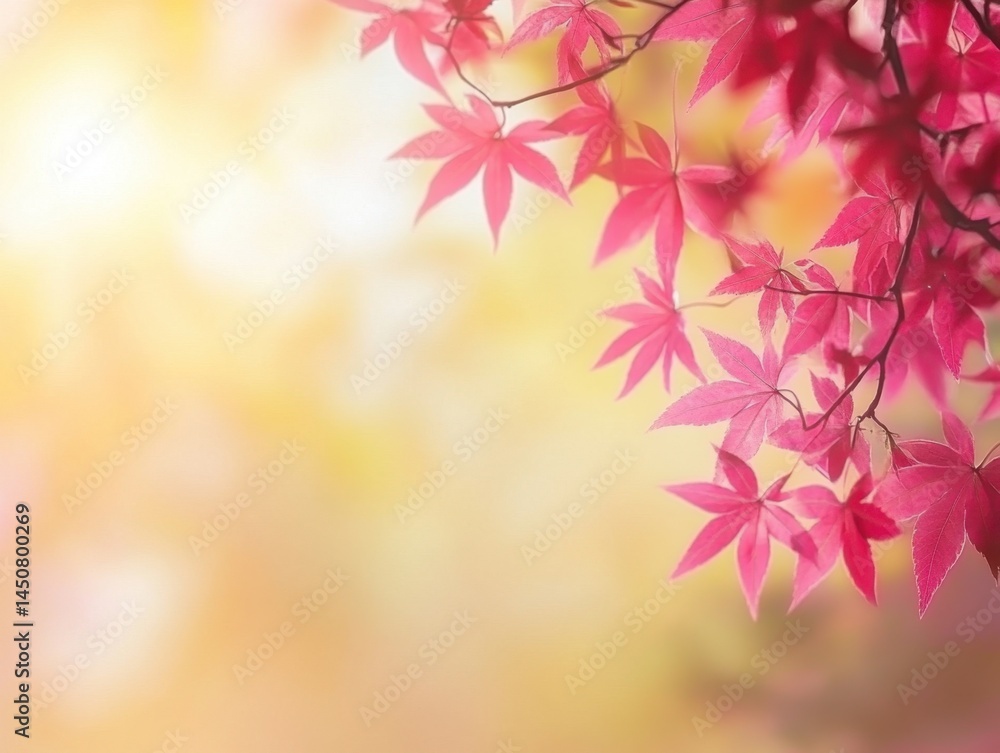 Aufkleber radiant maple leaves in warm sunlight creating a serene and inviting autumn atmosphere with a soft f