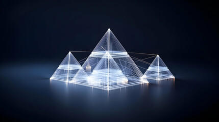 Abstract Glowing Pyramids Digital Art Design