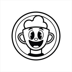 Cartoon Coffee Cup Mascot Logo Vector Illustration