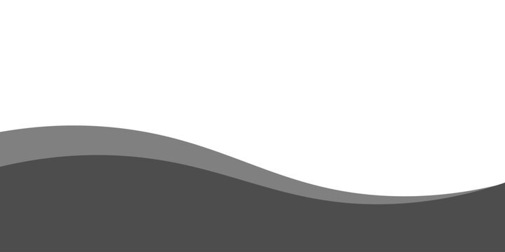 Minimalist black and gray wave vector design with smooth flowing curves at the bottom, transitioning into a clean white background. Ideal for banners, footers, or modern layouts.