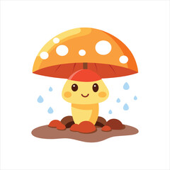  Forest Mushroom with Umbrella Clipart Vector Design