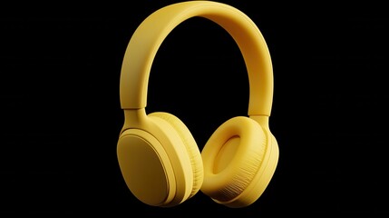 Naklejka premium yellow headphones, 3D Render.