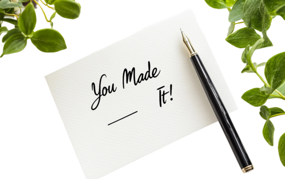 Personalized Graduation Card Featuring Handwritten "You Made It" Message, Marking the Joy of Graduation isolated on white background PNG