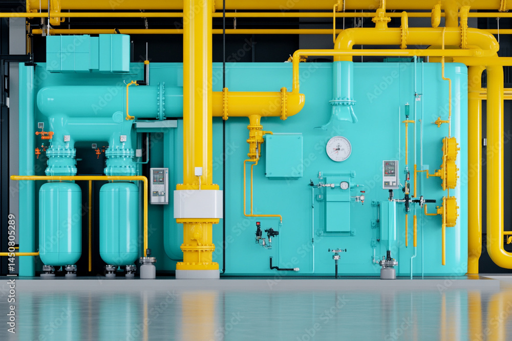 Poster industrial pipelines and networks in a facility transporting fluids