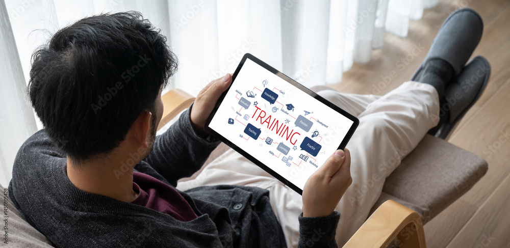 Poster e-learning website with sofware for student to study online on the internet network snugly