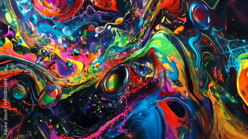 Aufkleber vivid abstract paint swirls transitioning in dynamic fluid motion
