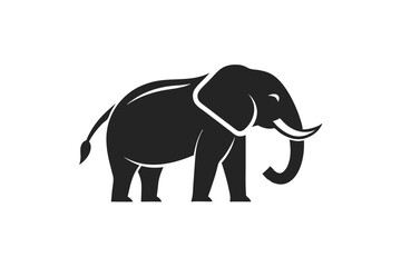Obraz premium A silhouette of an elephant displays strength and grace against the isolated white background