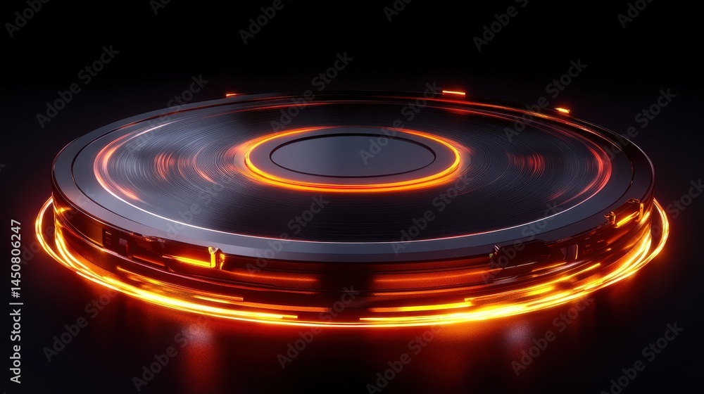 Poster high speed glowing lines background emitted by technology circular turntable, digital abstract creat