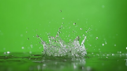Water droplet splash crown on green background. (1)
