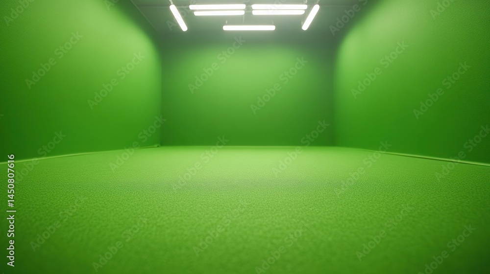 Poster empty green studio background with textured floor