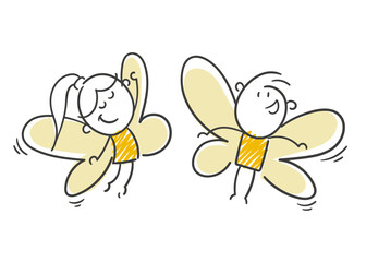 Strichfiguren / Strichm&auml;nnchen / Stick Figures: Kinder, Schmetterlinge, Freiheit, fliegen, Fr&uuml;hling. (Nr. 847)