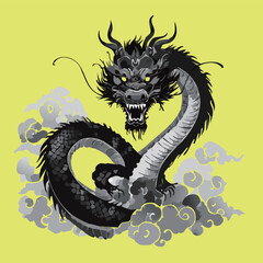 墨テイストの正面龍